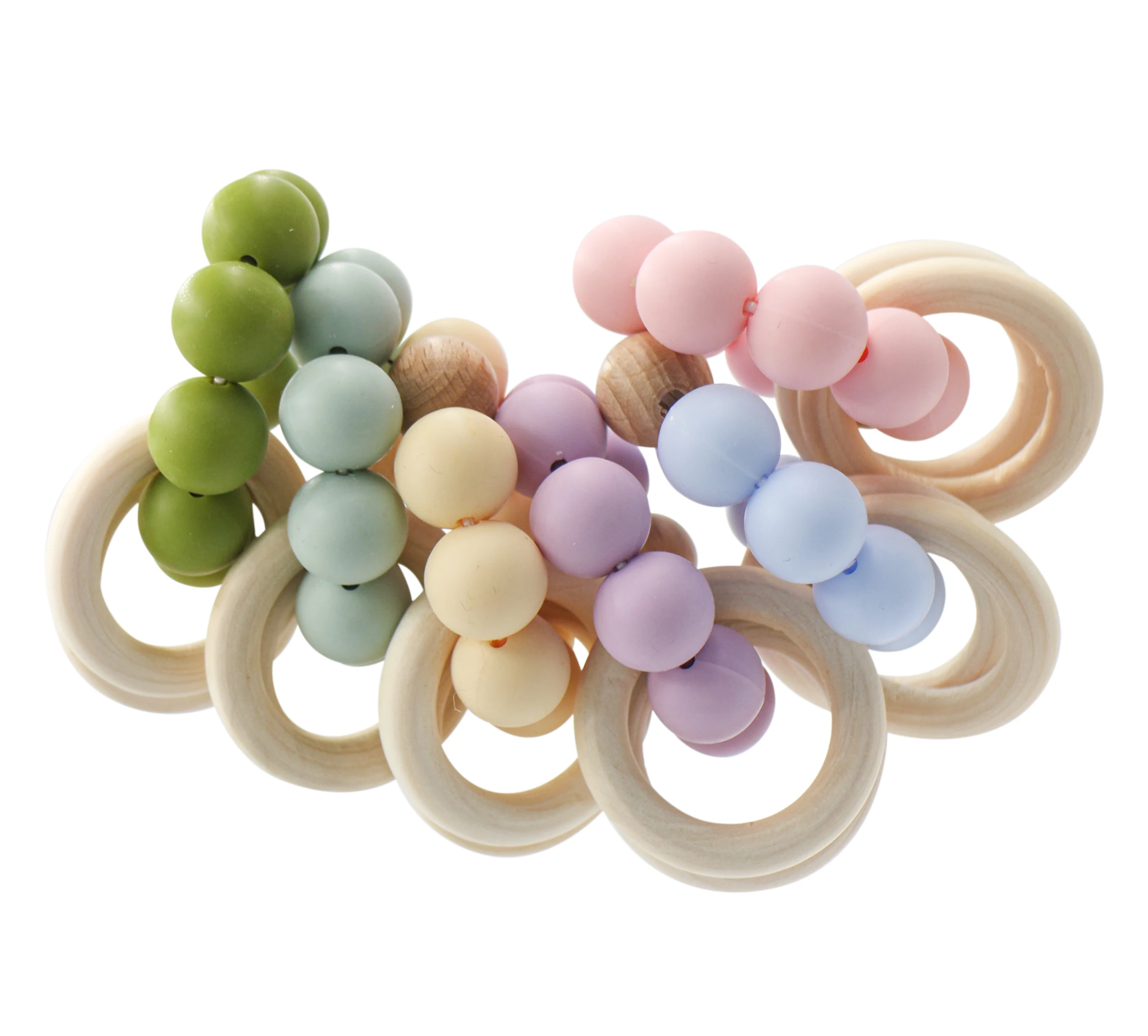 

Wooden Silicone Baby Teether Bracelet Toy Wooden Ring Toy Silicone Baby Teether For Baby Teething Molar