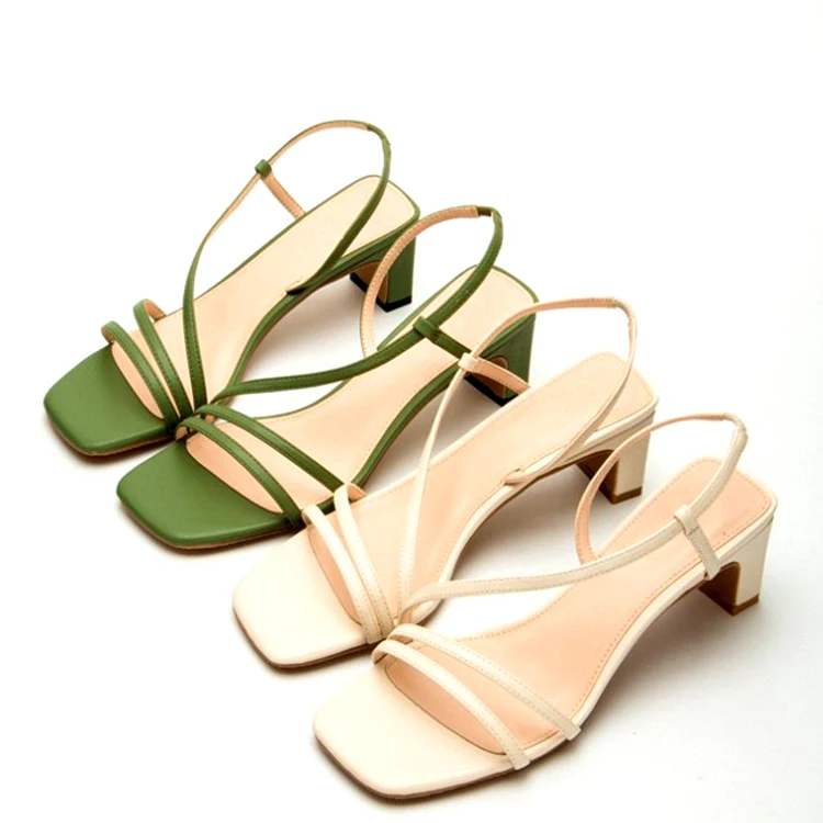 

Big size middle straight heel square toe sandals for women lady elegant sandals, Any color