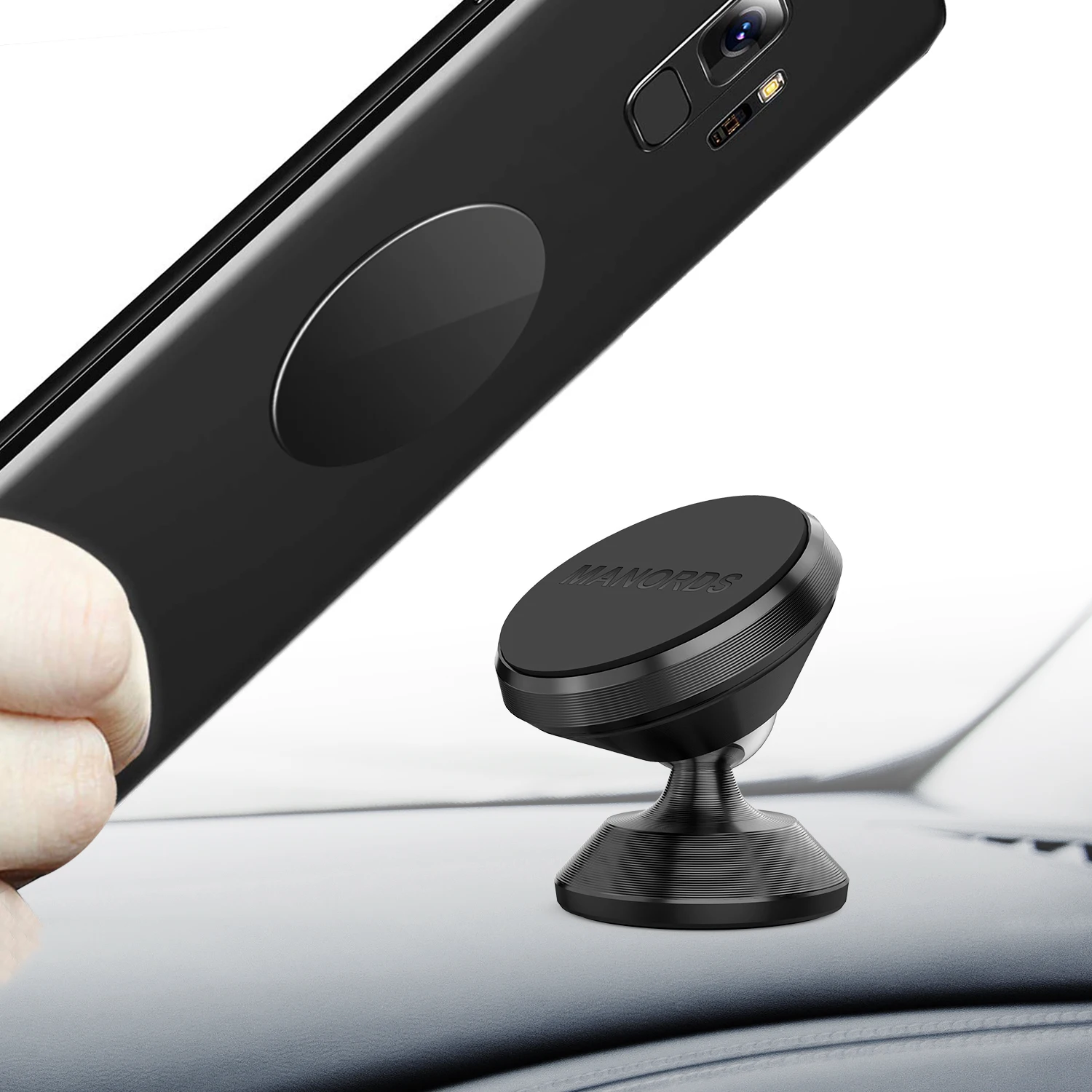 

Mobile Phone Accessories Alloy Meterial 360 Rotating Stable Magnetic Car Mount Phone Holder for Car, Black