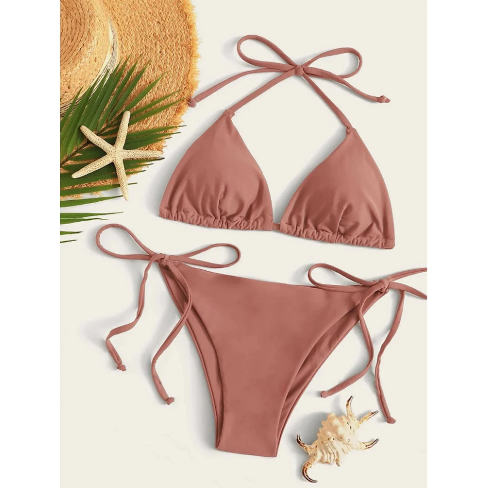 

Women's Two Pieces Bikini SetSet Solid sexy Swimsuit, Customized color