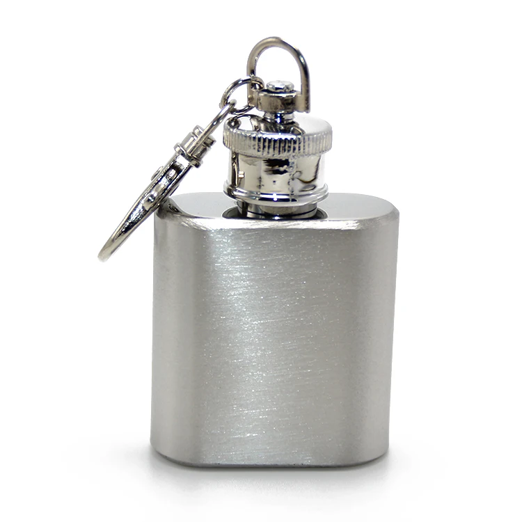1oz Durability Portable Professional Made Stainless Steel Hip Flasks Silver Customized Metal Material Keychain Mini Hip Flask