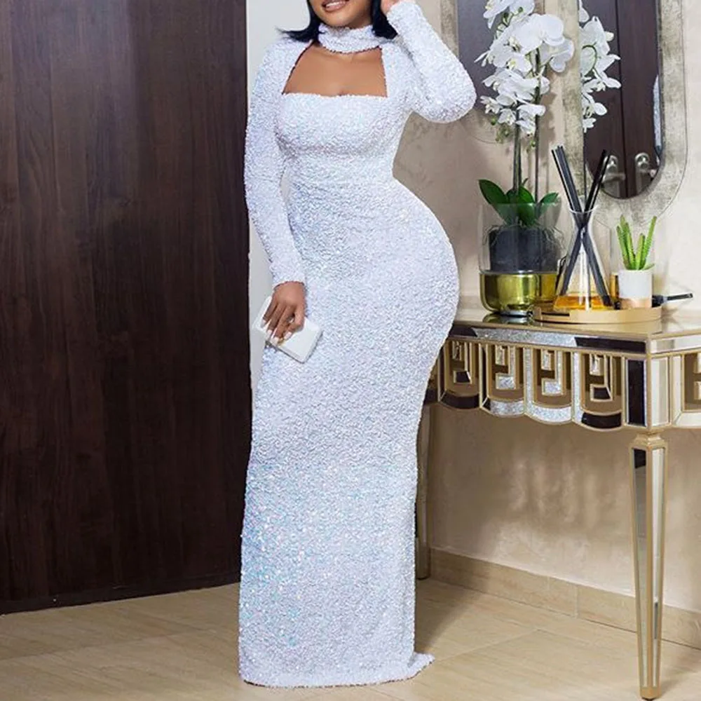 

Wholesale New Fall Lady Long Sleeve Tight Slim Evening Party Wedding Dress