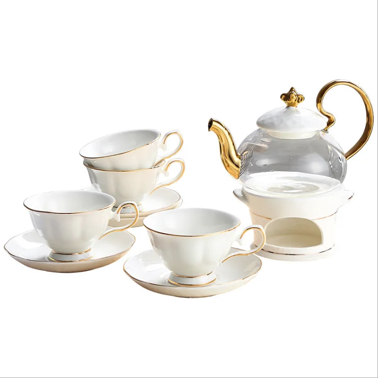 

Japanese Phnom Penh English Ceramic Glass Flower Tea Set Candle Heating Warm Tea Stove Flower Afternoon Tea Set