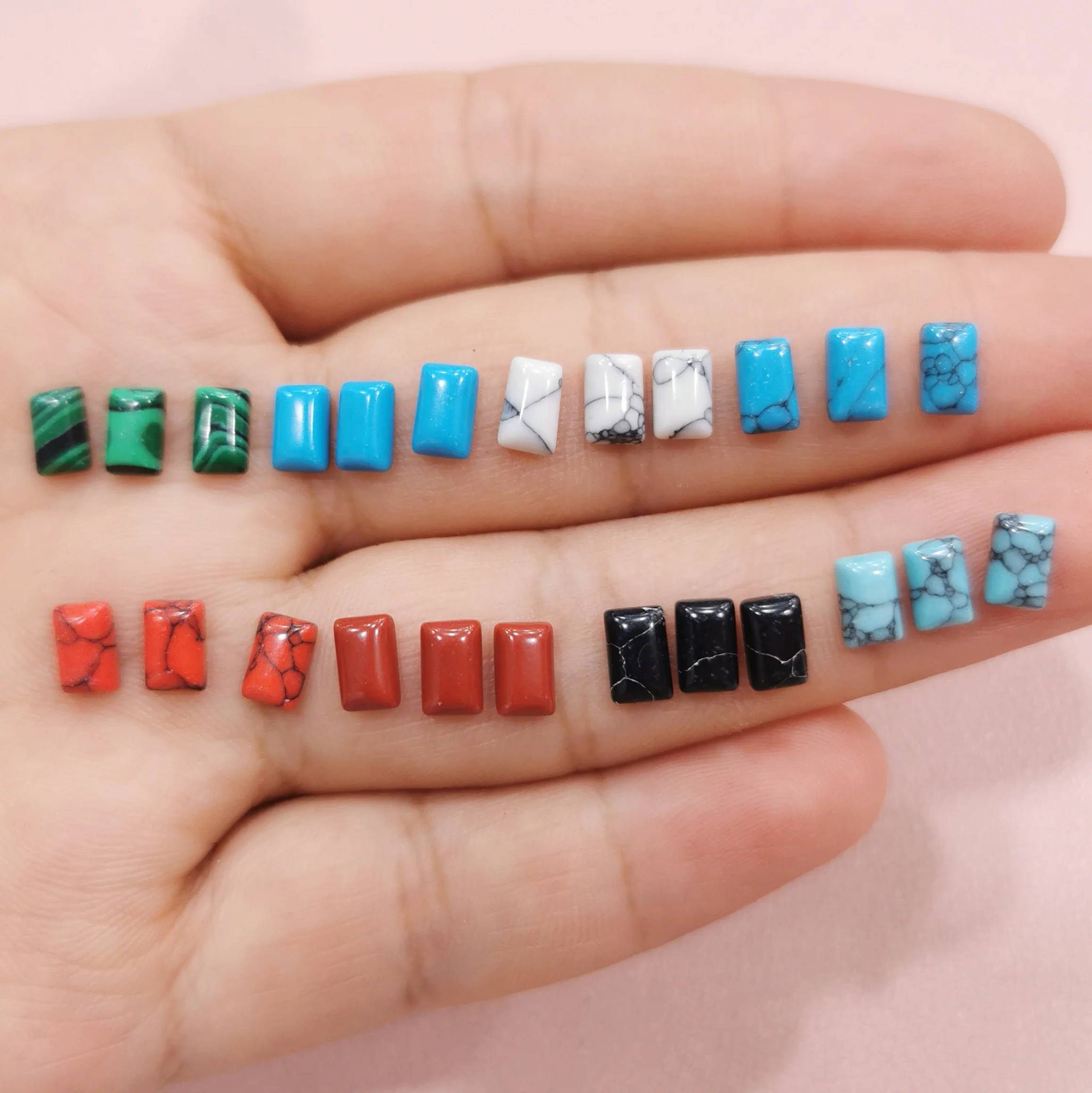 4*6mm Multiple  color rectangle Flat Back turquoise bread beads loose beads accessories for  jewelry making