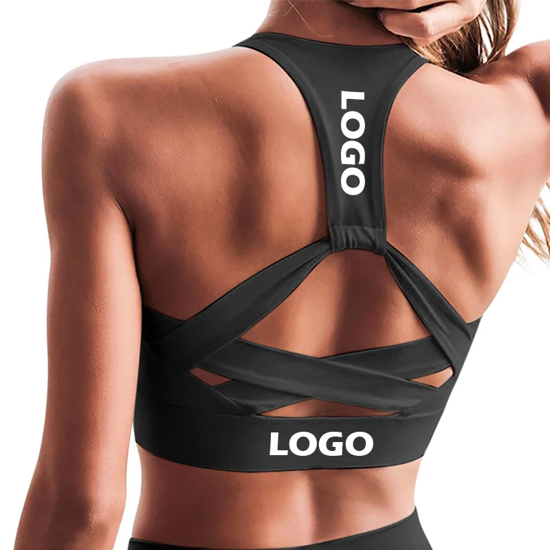 

Oem Odm Droshipping Women Athletic Workout Fitness Push Up Yoga Gym Ladies Solid Color Top Halter Neck Sports Bra, Customized colors