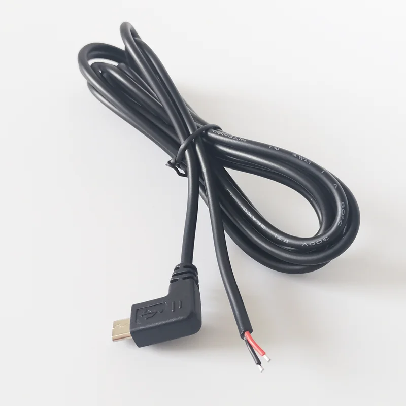 Right Angle Black/white Micro Usb 5 Pin Male Plug To 2 Core Pigtail