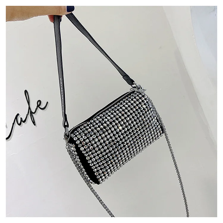 

Hot Sale women Fashion shoulder messenger sling bag with chain diamond mini bag