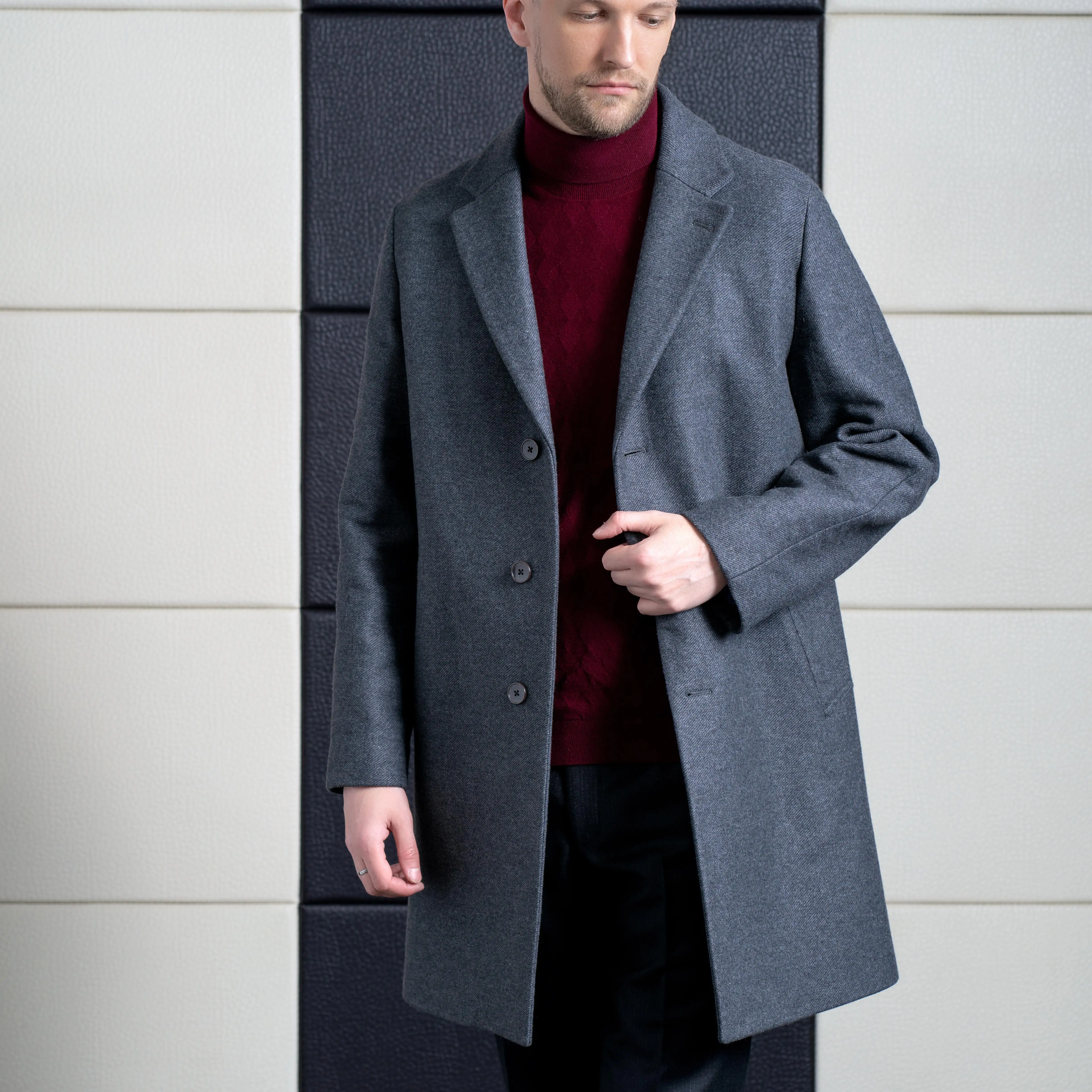 

High Quality Mens Overcoats Mens Long Winter Cotton Golden Wool Overcoat For Mens