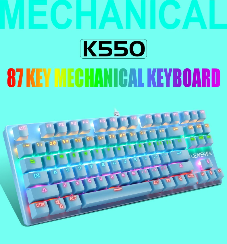 K550 Usb 2.0 Backlit Rgb Led Professional 87 Keys Real Mechanical 