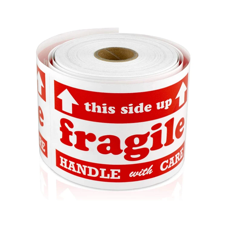 Custom Printing Roll Adhesive Paper Carton Labels Fragile Glass Handle With Care Warning Stickers Buy Biologisch Afbreekbaar ngepaste Etiketten Blank Roll Labels Verzending Label Product On Alibaba Com