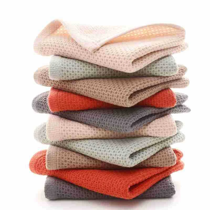 

Cotton Ultra Absorbent kitchen dish cloth Waffle honeycomb cotton Kitchen Dish Towel, Grey, brown, beige, red