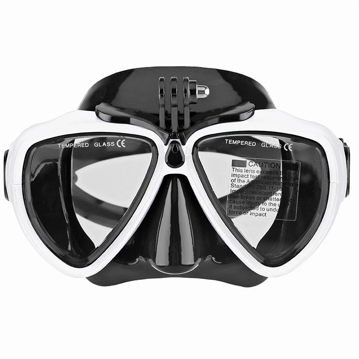 

Camera Mount Custom Logo Black Silicone Tempered Glass Diving Mask Action Dive glasses, Blue/yellow/red/black/white/pink