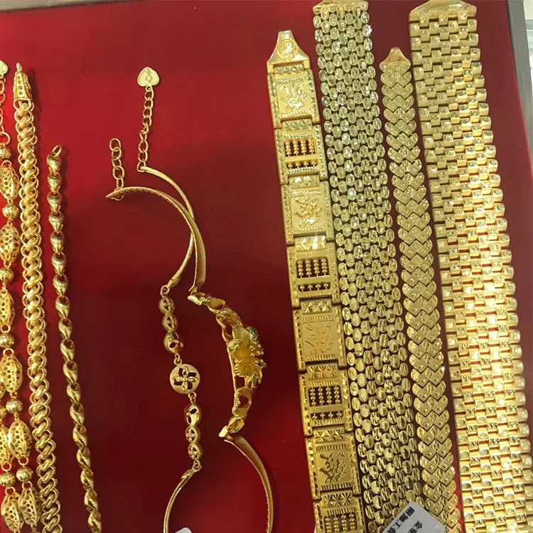 
24K solid yellow pure pawnable gold bracelets for woman fine jewelry 