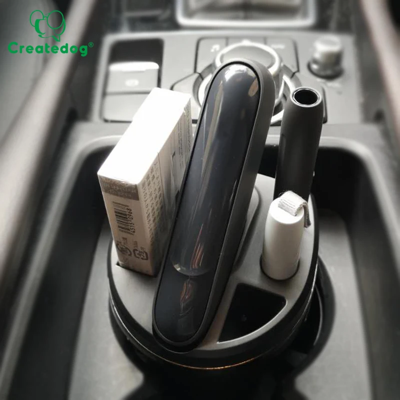 

USB Car Cup Charger Power Supply for Electronic Cigarette with Ashtray use with iqos 3.0, Black, white