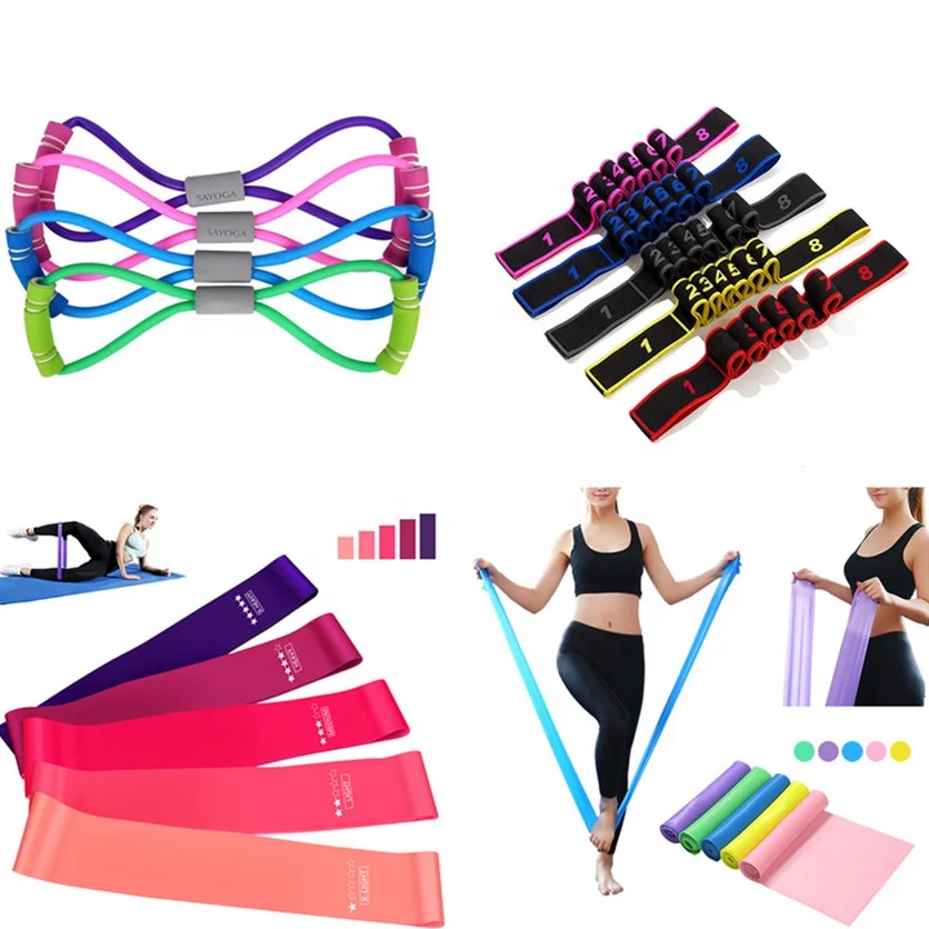 

Crossfit Belly Exercise Elastic Pull Rope gym Yoga Resistance Band Indoor Outdoor Fitness Pilates Sport Training Workout Bands, 9 colors