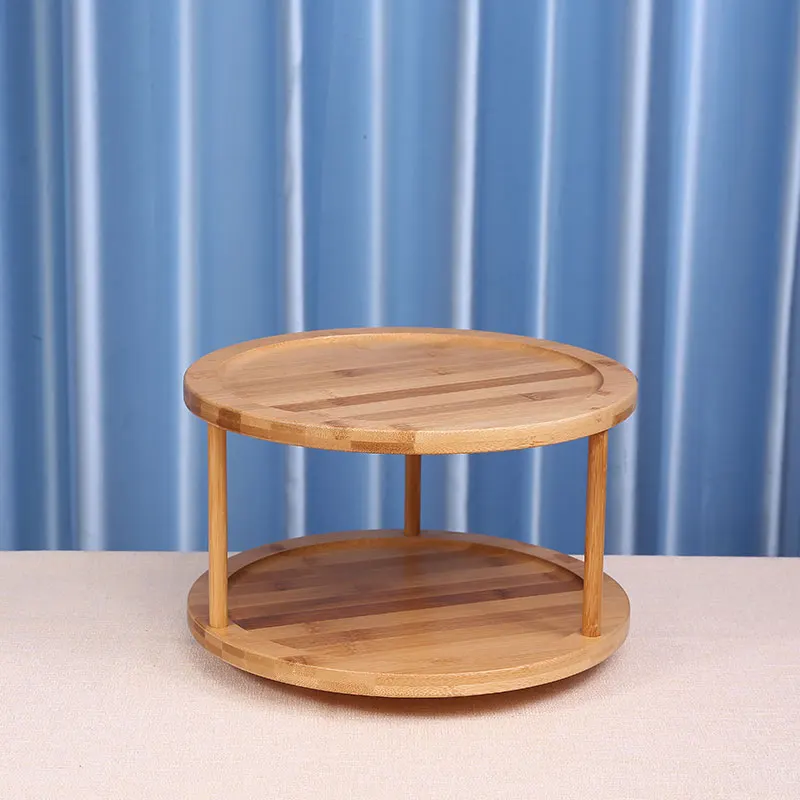 

Hot selling rotating condiment rack household multifunctional bamboo storage rack can be detachable as a single layer