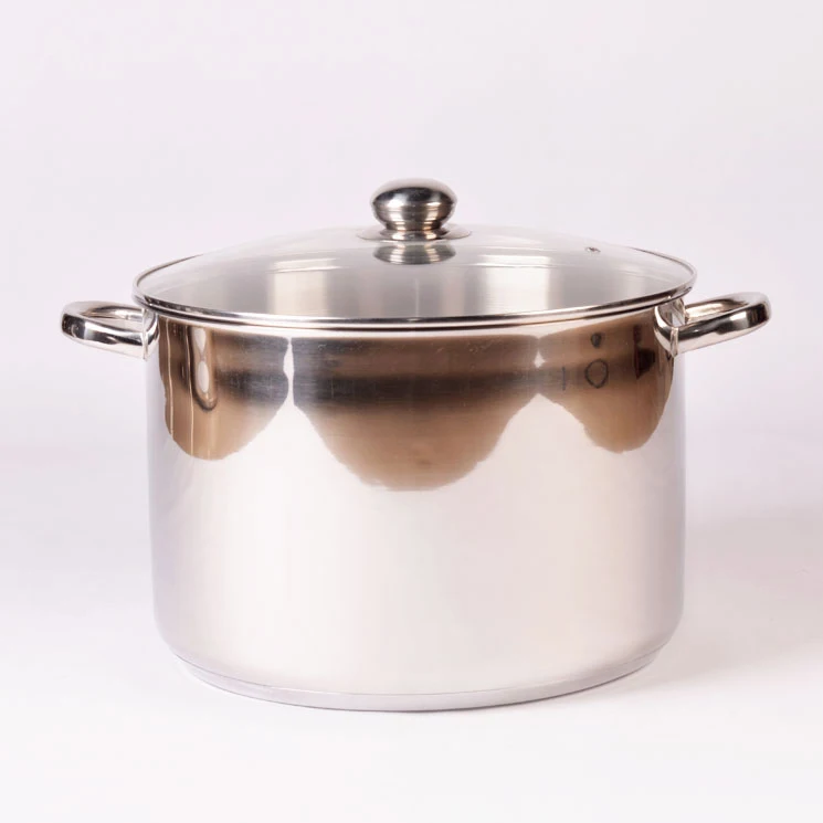 

304 Stainless Steel Cooking Pots Kitchen Cookware Stockpot With Tempered Glass Lid, Silver
