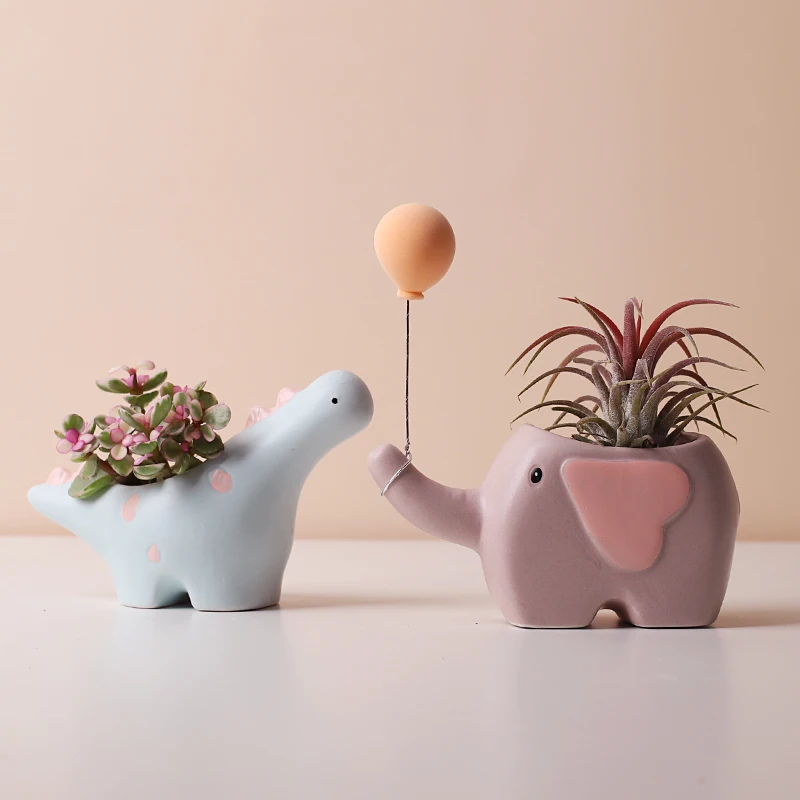 

Nordic Style Cute Animal Flower Pot Elephant Pot Ceramic Pots for Indoor Plants