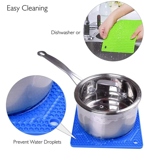 

Durable Dishwasher Safe Heat Resistant Hot Pads Silicone Pot Opener spoon Rest and Garlic Peeler Pads(7.2") Kitchen Accessories, As show