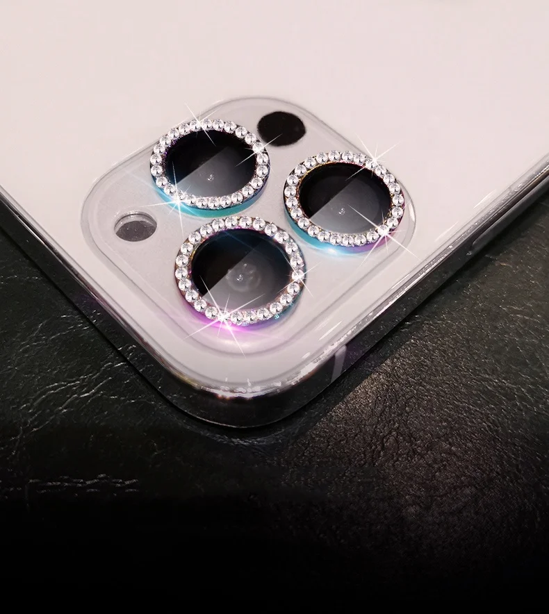 

Shinny Diamond back cover 2 Pack Camera Back Cover 3D Bling Lens Protective for iPhone 11 12 Pro Max, Crystal clear