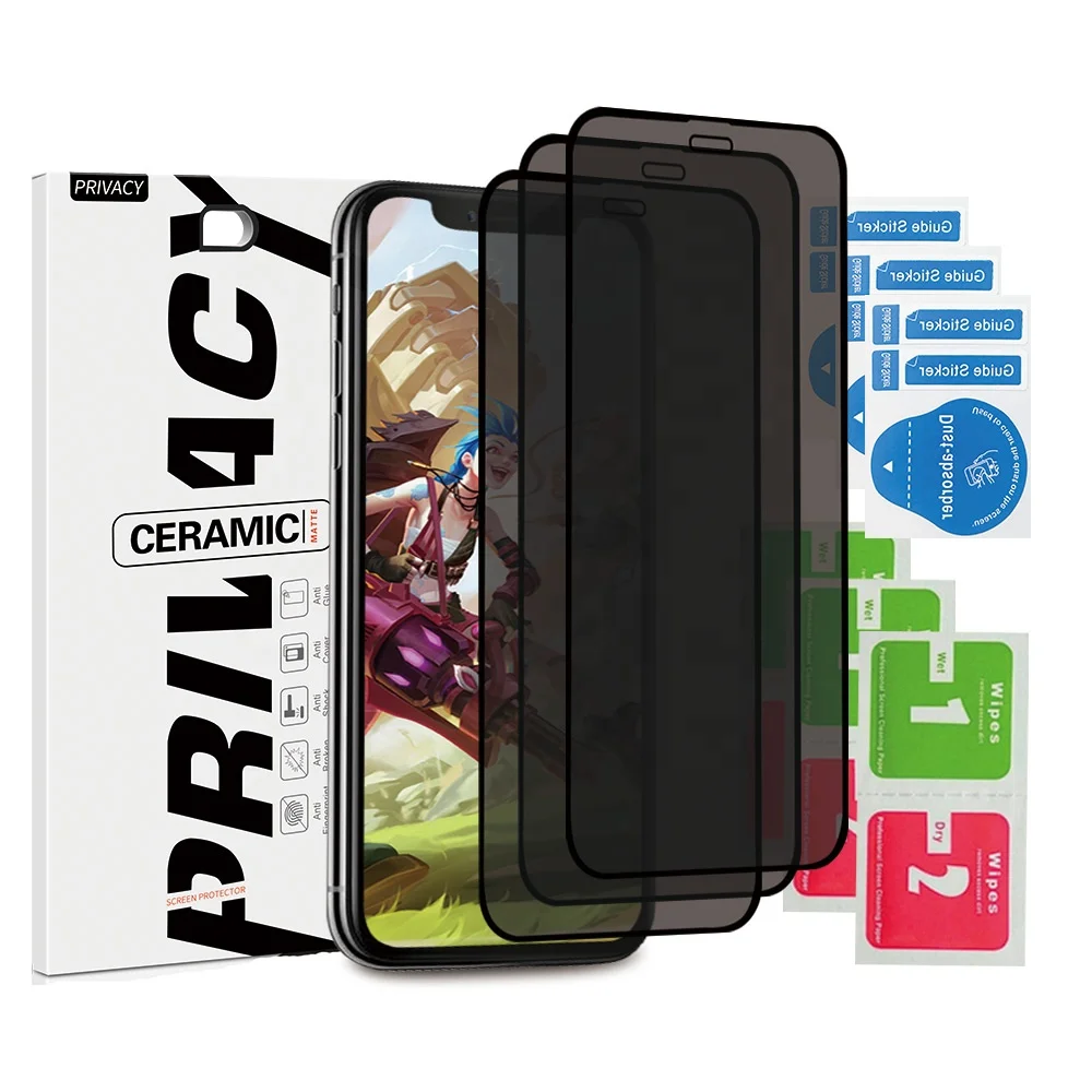 

White Black Privacy Anti-SPY Ceramics Tempered Glass Screen Protector for Huawei Ascend Honor 9 Lite Mate 10, Black,white