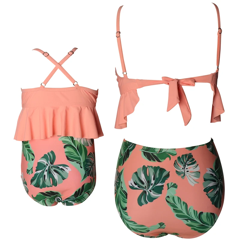 
wholesale two piece High waist cute mom and daughter swimwear 
