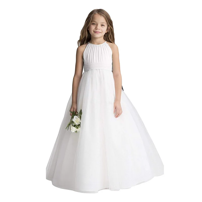 

Amazon Classic Flower Girls Dress Chiffon Wedding Gown for Toddler to 12 Years, White