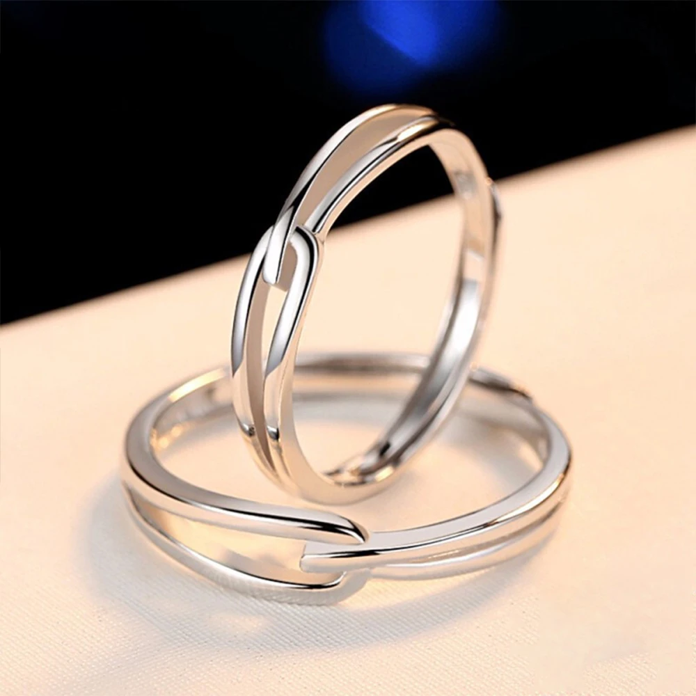 

Smooth Interwoven Simple And Stylish Matching Couple Rings Couples Wedding 925 Sterling Silver Ring