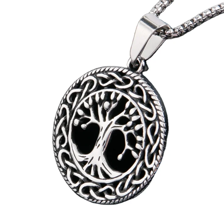 

Crow jewelry stainless steel hollow wishing tree Korean version men's personalized tree of life multicolor titanium steel pendan