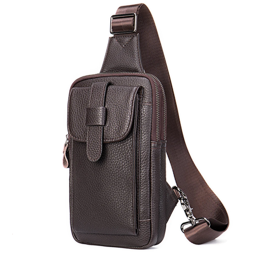 

Marrant 8860 Large Capacity Crossbody Men Chest Bag New Style Men's Genuine Leather Men With Phone Bag, Black,coffee