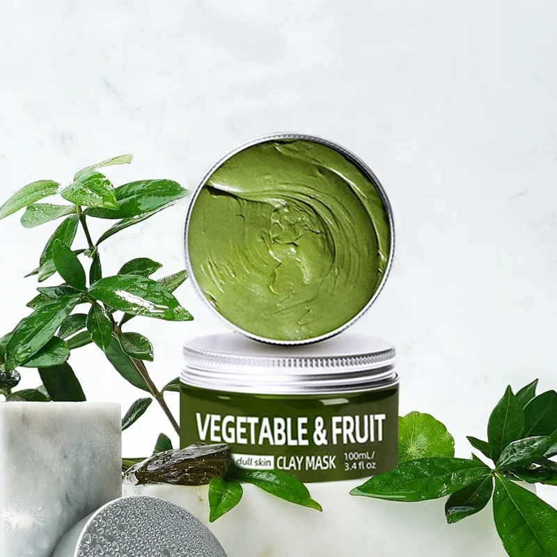 

120ml Organic Vegetables Fruit Clay Mask Skin Care Anti Acne Moisturizing Whitening Mud Facial Mask, Green