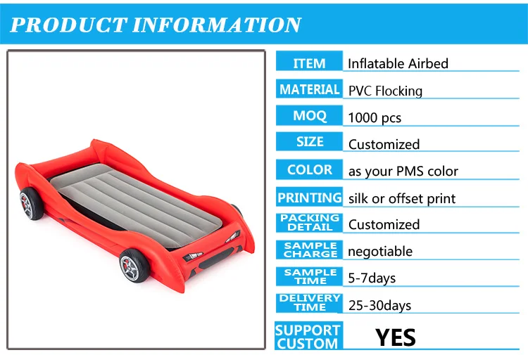 Red Race Car Shaped Inflatable Kids Travel Air Bed Mattress -Alibaba.com