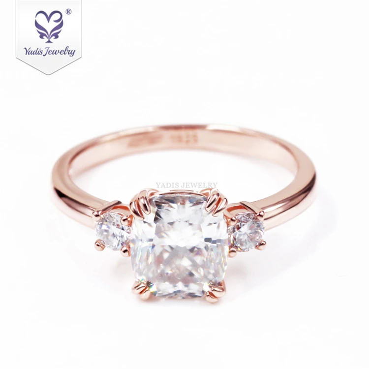 

Yadis 1.5ct cushion cut white moissanite diamonds S925 Plated rose gold rings