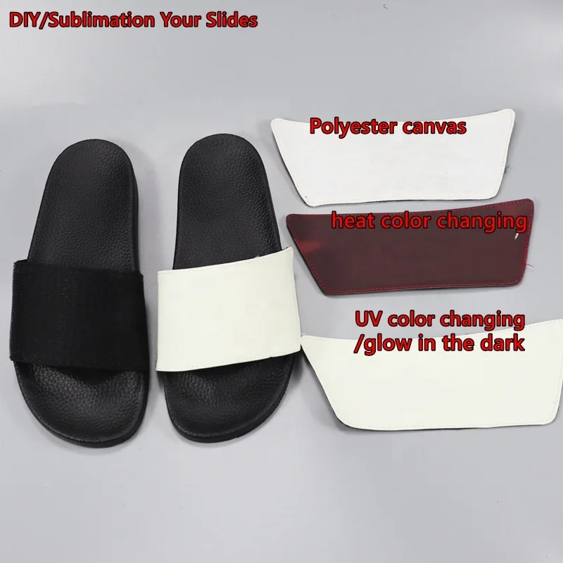 

polyester plain sublimation blanks slides with removable straps, sublimation slippers sandals shoes unisex, Customized