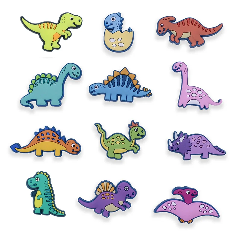 

Dinosaur custom accessories PVC rubber shoe charms for Clogs shoe buttons