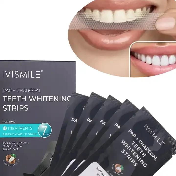 

IVISMILE Free Sample 14 Pairs 28 Teeth Whitening Strips Charcoal dental tooth whitening strips