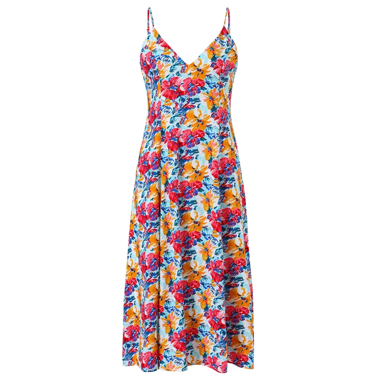 

Women luxury fashion high quality natural fabric 100% cotton floral print dress