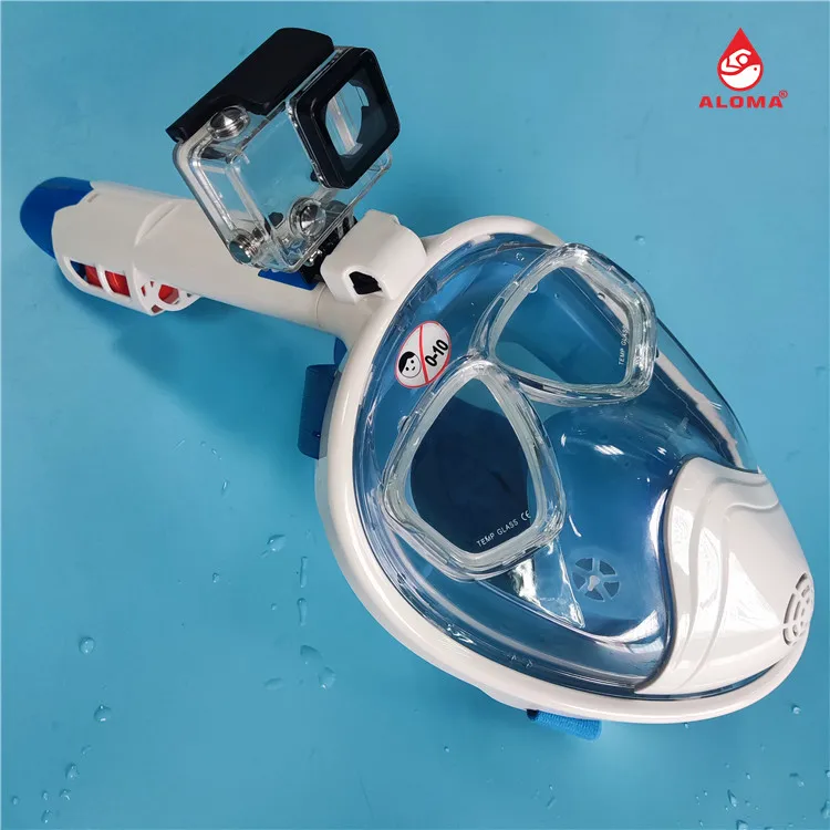 

anti fog tempered grass prescription lens separated in & out airflow dry top free diving Snorkel full face mask for Adults, Customized