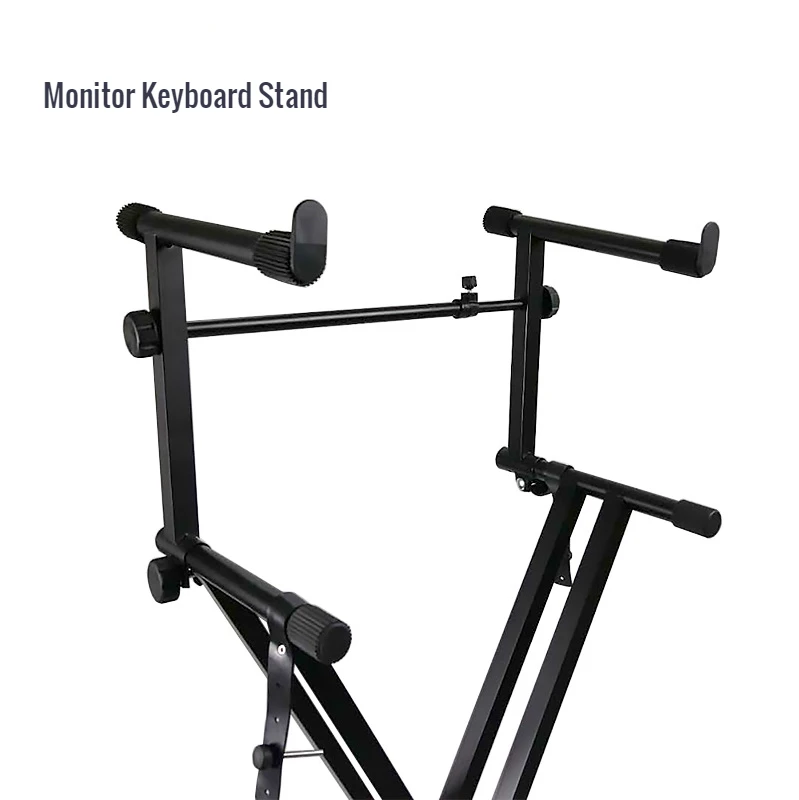 

Universal X-type Elevated Metal Double Pipe Distance Adjustable Two-Layer MIDI Keyboard Rack keyboard stand heighten, Black