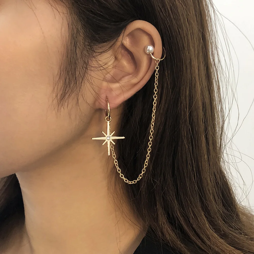 

2021 Retro style star studded Earbone clip creative simple one-piece Earrings