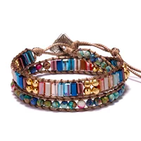 

Boho Charm Natural Stone Crystal 5 Strands Wrap Handmade Bracelet Bangle For women