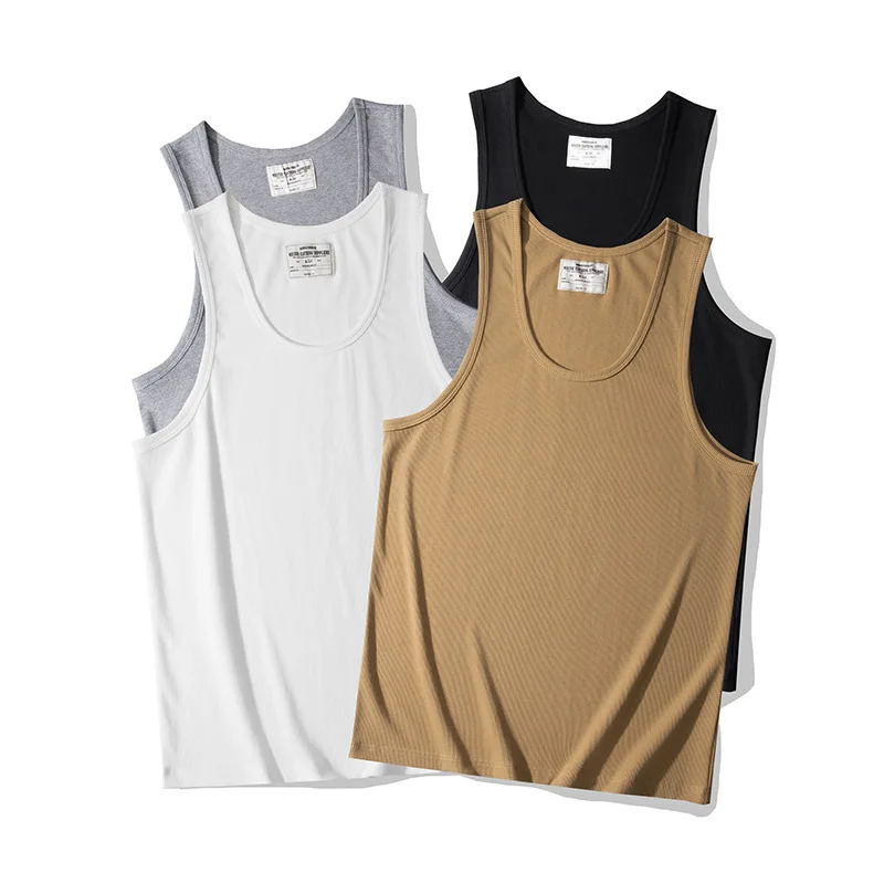 Men's tank Tops 100% Cotton Summer Ropa Deportiva De Gym Para Hombre tank Top Men Solid Color Elastic Sleeveless Breathable