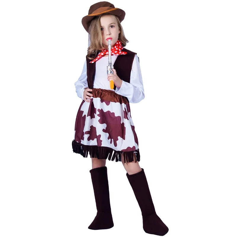 

Girl's Classical Cowgirl Outfit Halloween Kids Carnival Party Cosplay Cute Cowgirl Costume