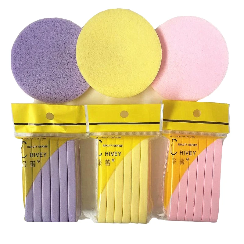 

12PCS/bag Facial Sponge Puff Compressed PVA Sponge dry strips Exfoliating Cleansing Sponge for Facial face clean, Pink,yellow,purple,blue
