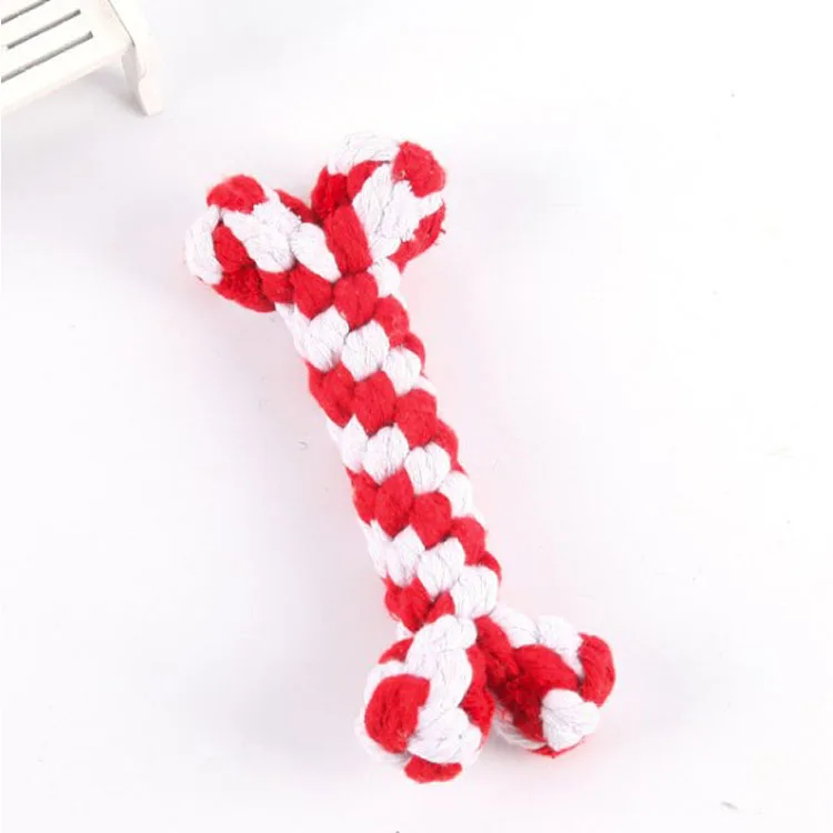 

2021 New Arrival Ecological Bone Dog Puppy Pet Cotton Braided Bone Rope Chew Knot Toy (Random Color Delivery) Pet Accessories