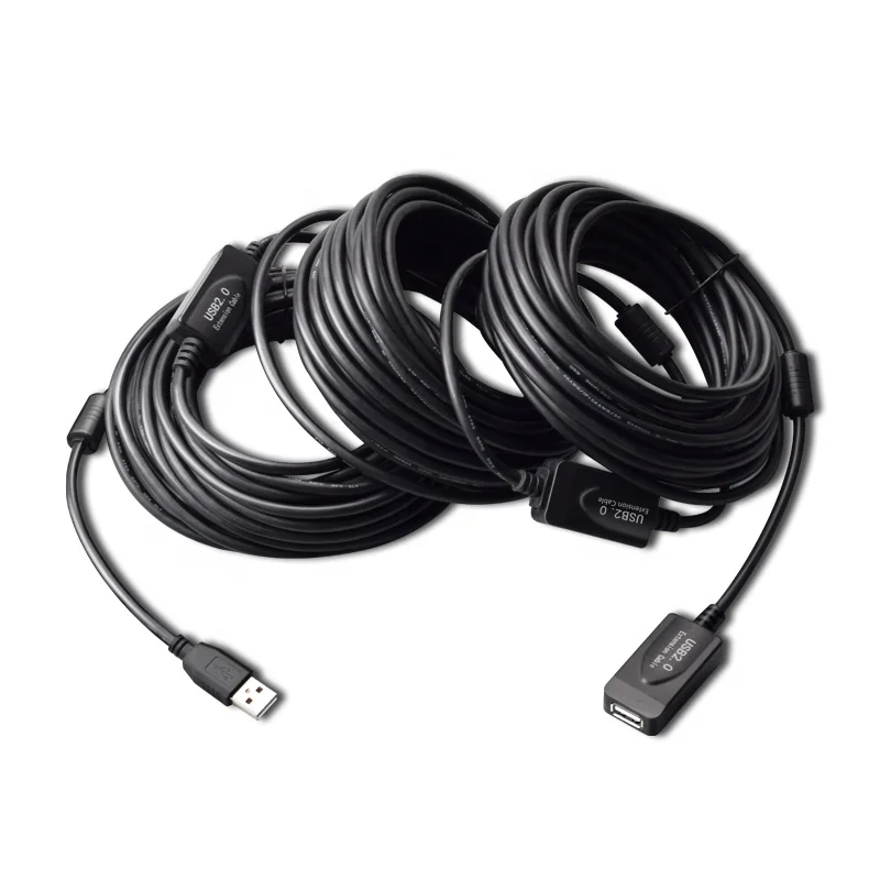 

Black 15m usb 2.0 extension cable male to female with 2 IC in stock