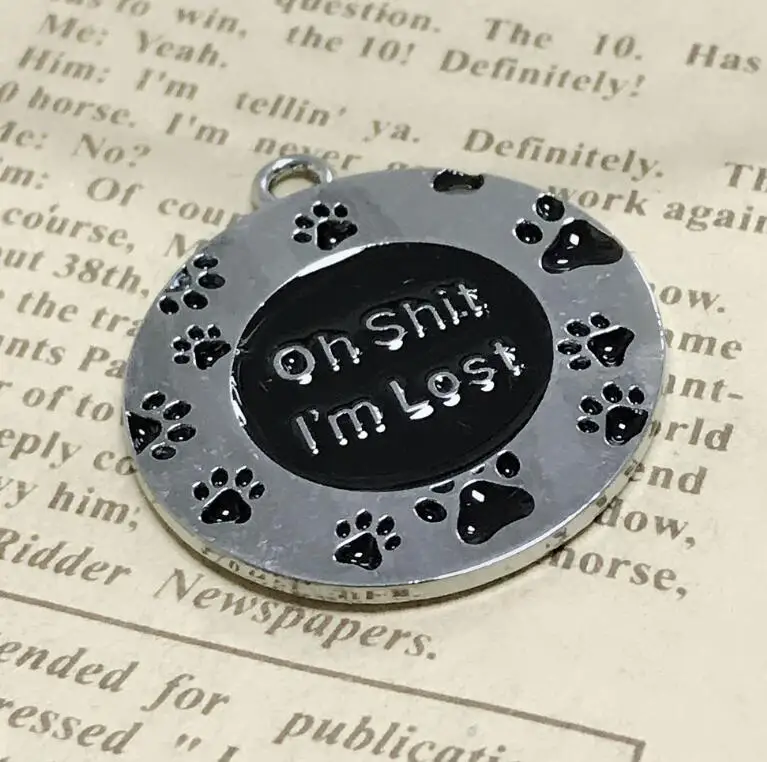 Colours Pet Id Tag Pendant Round Metal Dog Collar Custom Cat Tag Collar