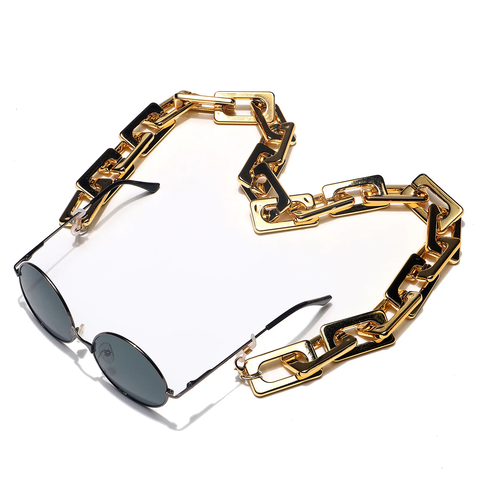 

2021 New design jewelry acylic sunglass holder plastic eyewear chain hip hop link chain sunglasses chain, As pic