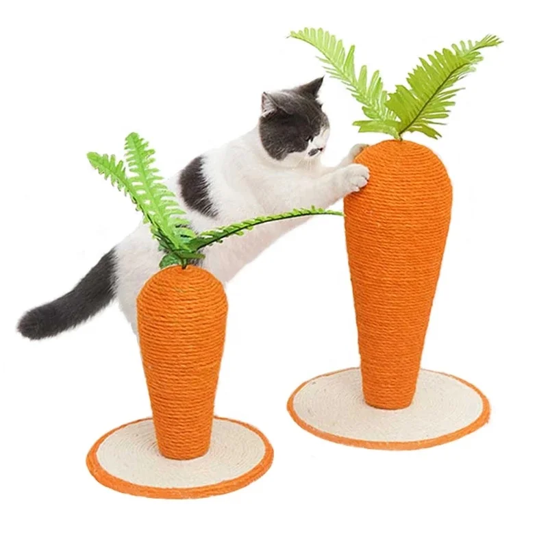 

Pet Supplies Sisal Rope Cute Simulation Radish Shape Cat Climbing Frame Orange Green Cat Scratching Board Puppy Grinding Paw Toy, Like a picture