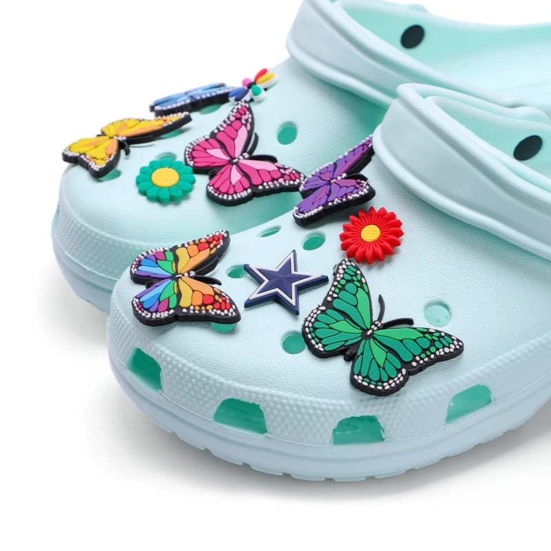 

2021 Large 5*4CM Designer Diy Custom Clogs Decoration Charm Accessories Pvc Butterfly Charms